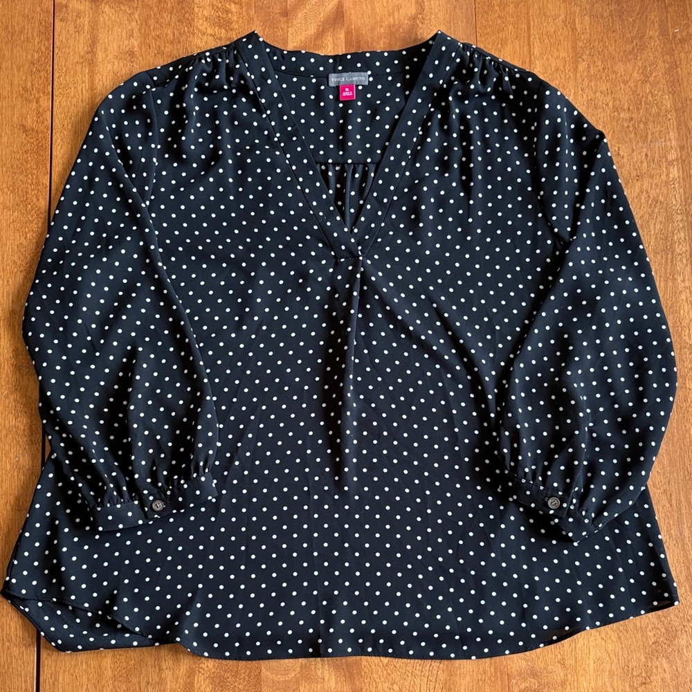 Vince Camuto Black and White Polka Dot Blouse